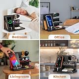Teslyar Dad Gifts Wood Phone Docking Station Nightstand Organizer Black view 5