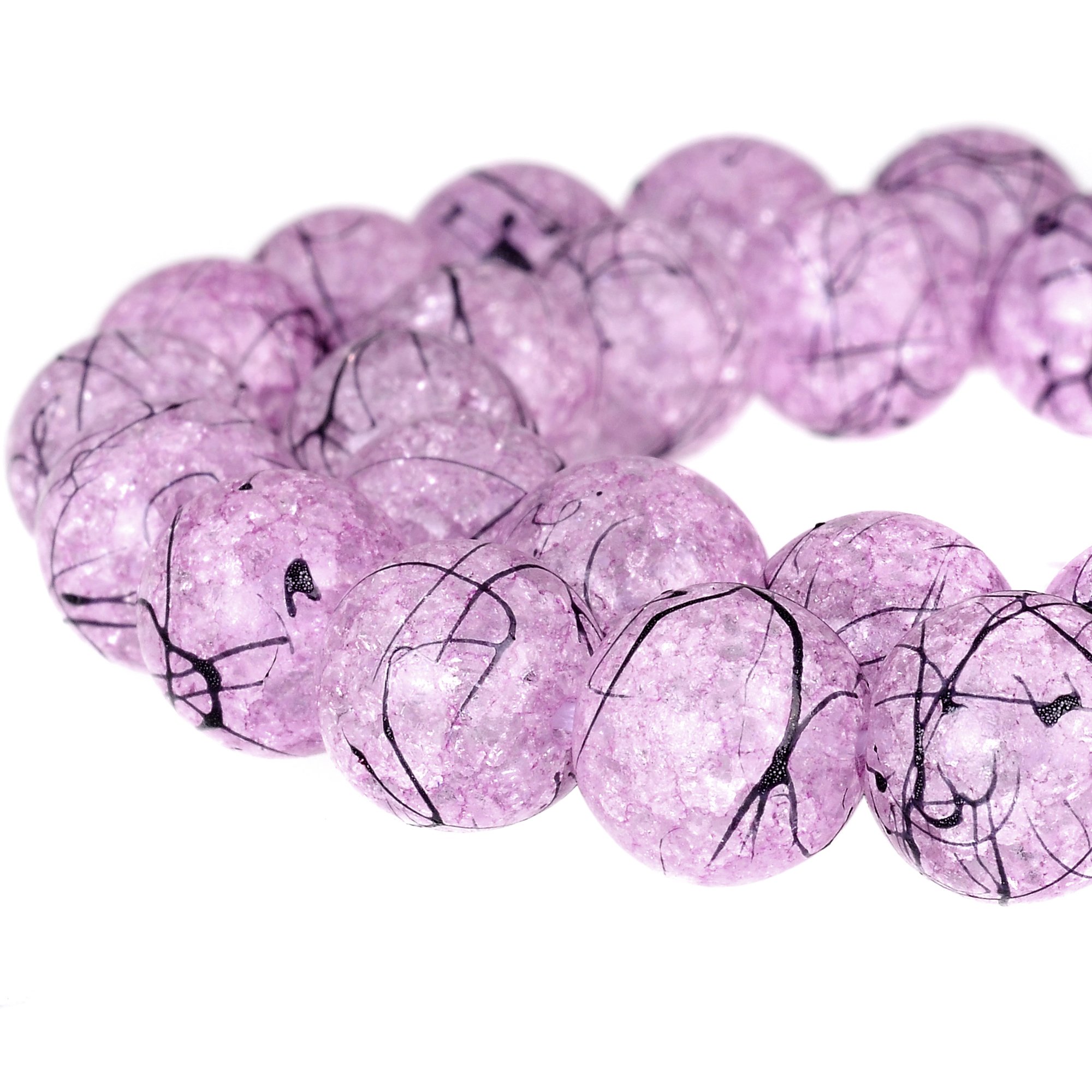 RUBYCA Round Crackle Czech Crystal Pressed Glass Beads for Jewellery Making 8mm Strand (Purple)