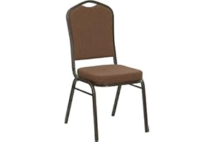Flash Furniture HERCULES Series Crown Back Stacking Banquet Chair in Coffee Fabric - Gold Vein Frame