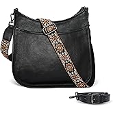 Iswee Crossbody Bags for Women Genuine Leather Purses Vintage Shoulder Handbags Travel Cross Body Bag with Boho Strap