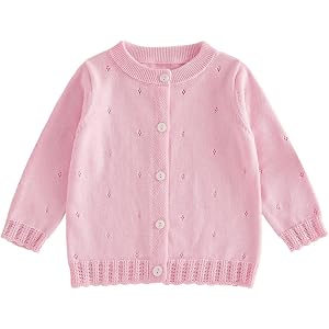 Toddler Baby Girl Cardigan Sweater Solid Button Down Knit Sweater | Infant Fall Winter Clothes 0 6 9 12 Months One Year Old 2