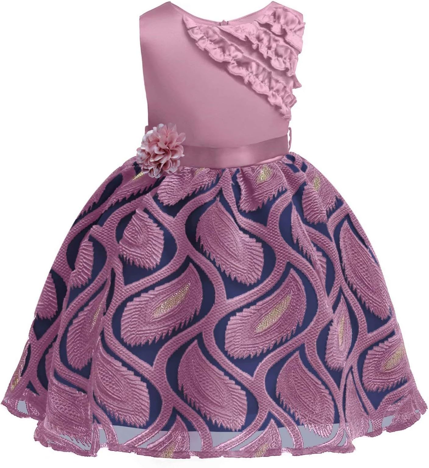 AYOMIS Girl's Lace Bridesmaid Dresses Wedding Pageant Dresses Tulle Party Gowns Age 2-14 Years