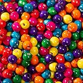 Baiinjiene 400pcs Colourful Wooden Beads Round Paint 12mm Wooden Beads Spacer Beads with Large Hole Multiple Color Beads Craft Beads for DIY Jewelry Making (12mm)