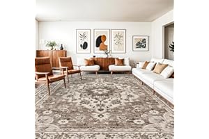 TOPRUUG Washable Oriental Area Rug - 10x14 Rugs for Living Room Soft Carpet for Bedroom Waterproof Floral Distressed Indoor Stain Resistant Non-Shedding Floor Carpets (Beige, 10X14)