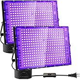 Indmird 2 Pack 300W Black Lights, Blacklight Flood Light with Plug and Switch,for Glow Party, Halloween, Fluorescent Poster, 
