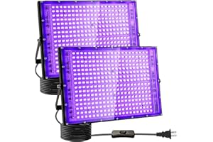 Indmird 2 Pack 300W Black Lights, Blacklight Flood Light with Plug and Switch,for Glow Party, Halloween, Fluorescent Poster, 
