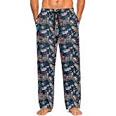 TIAMILCO Men's Pajama Pants Lightweight Sleep Lounge Bottoms with Pockets | Soft Loungewear with Elastic Drawstring Waist Loose Fit Breathable Comfy PJ Pants for Sleeping