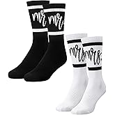 Shihanee 2 Pairs Valentine Gifts for Couples Wedding Crew Socks Bride and Groom Socks Mr and Mrs Gifts Engagement Favors