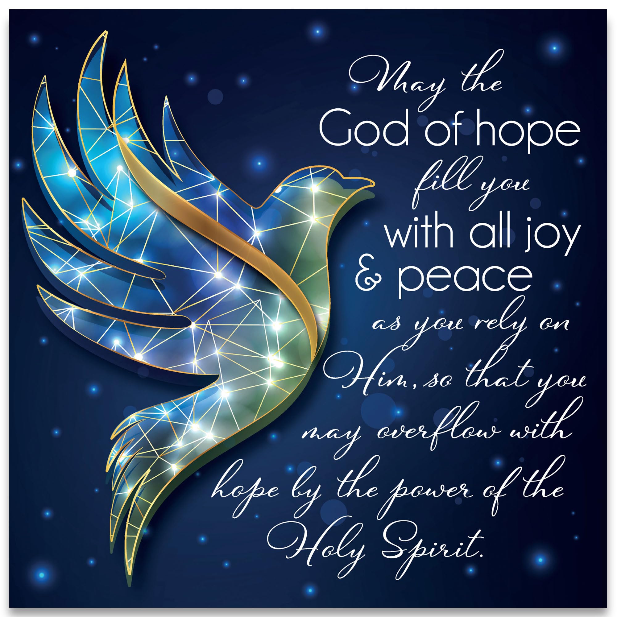 Christian Christmas cards, pack of 10 - Dove of Hope, with Bible verse Romans 15:13 inside these religious Christmas cards, by Just Cards Direct