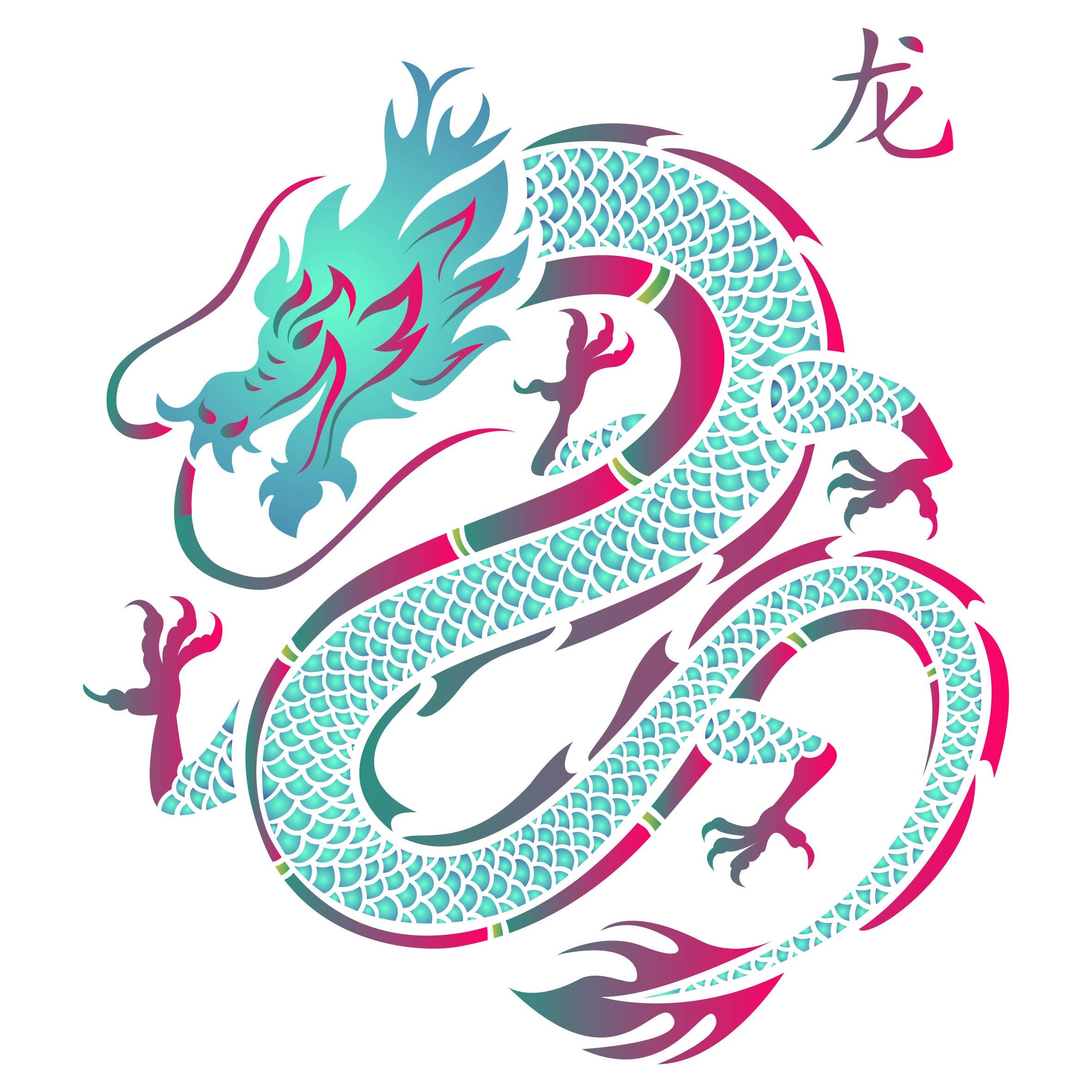 Dragon Stencil - 16.5cm x 16.5cm (S) - Reusable Chinese Asian Oriental Japanese Wall Stencil Template