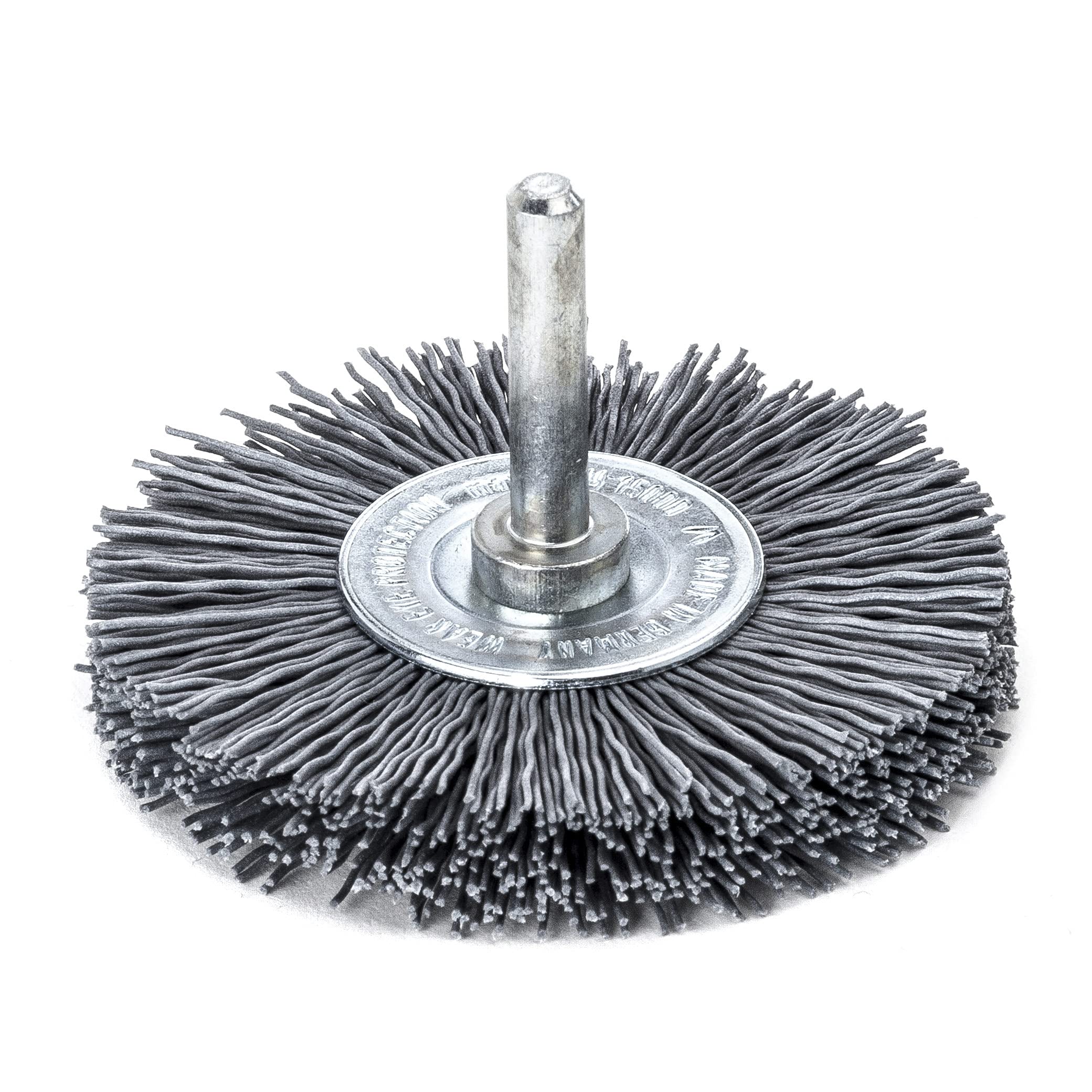 Lessmann Round Brush with Grinding bristles Diameter 70 mm (with Fixed Shaft Diameter 6 mm, Grinding bristles with Silicon Carbide Grain, Height 10 mm, Wire Brush) 417872