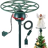 Meonum Upgraded Electric Rotating Christmas Tree Topper Holder, Universal Tree Topper Stabilizer Fits All Base Types, Green Support Rod to stabilize Seasonal Treetop Ornaments (Flat Base Type)