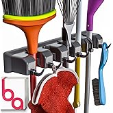 Berry Ave EXTRA GRIP Mop & Broom Holder Wall Mount – Wall Hanging Organizer for Garden Tools, Closet, and Utility Storage, Includes Hardware, Fits Standard Brooms & Mops