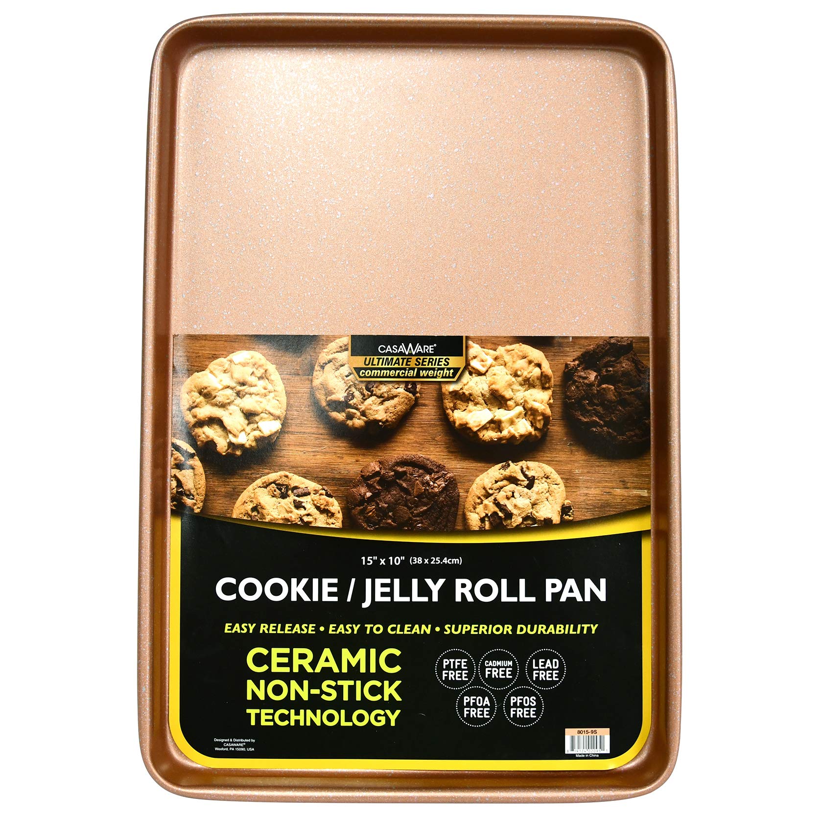 Photo 1 of casaWare 15 x 10 x 1-Inch Ultimate Series Commercial Weight Ceramic Non-Stick Coating Cookie/Jelly Roll Pan (Rose Gold Granite)