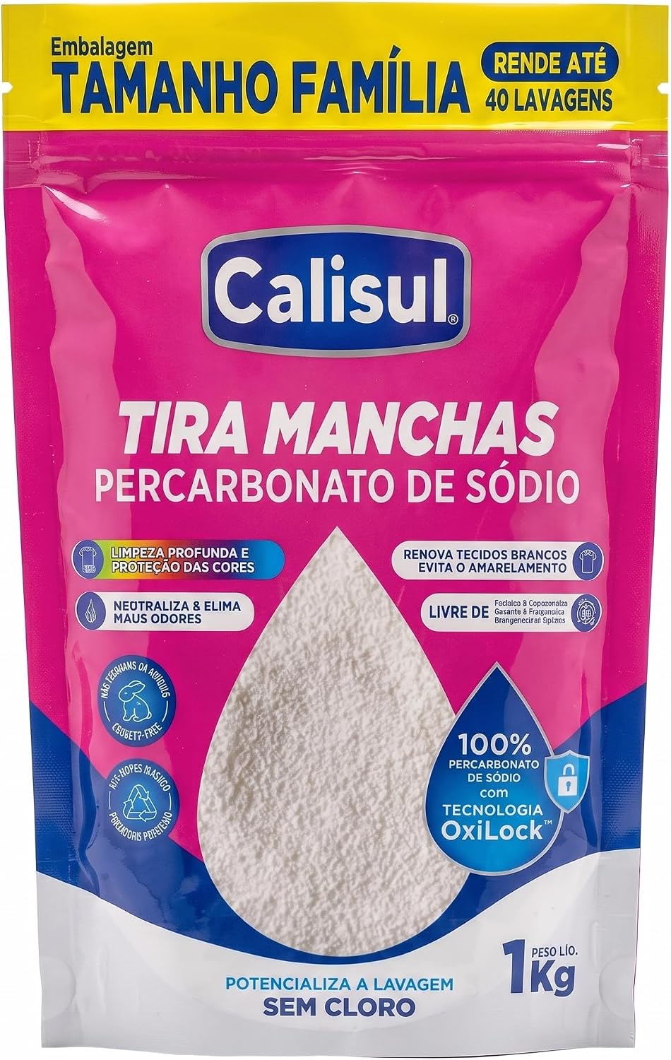 Percarbonato de Sódio 1kg 100% Puro Tira Manchas Com Oxigênio Ativo | Limpeza Profunda e Remove Manchas Preservando os Tecidos