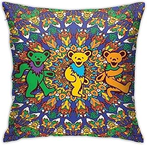 Wmake Daily Street Throw Pillow Covers Grate-ful Dead and Bear,Pillow Cases Decorative Soft Pillowcase Cushion Protecter 18