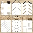 SHYJSHYJ 6 Pack 14'' Modern Herringbone Geometric Brick Hexagon Boho Lines Wall Stencils for Painting Large Pattern on Wall, Reusable Decorative Template for Scandinavian Painting Wall Décor