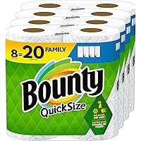Bounty Quick Size Paper Towels, White, 8 Family Rolls = 20 Regular Rolls