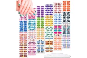 JERCLITY 336 Pieces 24 Sheets Women's Full Wrap Marble Nail Polish Strips Stickers Self-Adhesive Solid Color Gel Nail Strips Decals with Nail File for Women Girls Nail Decorations (Fresh Style)