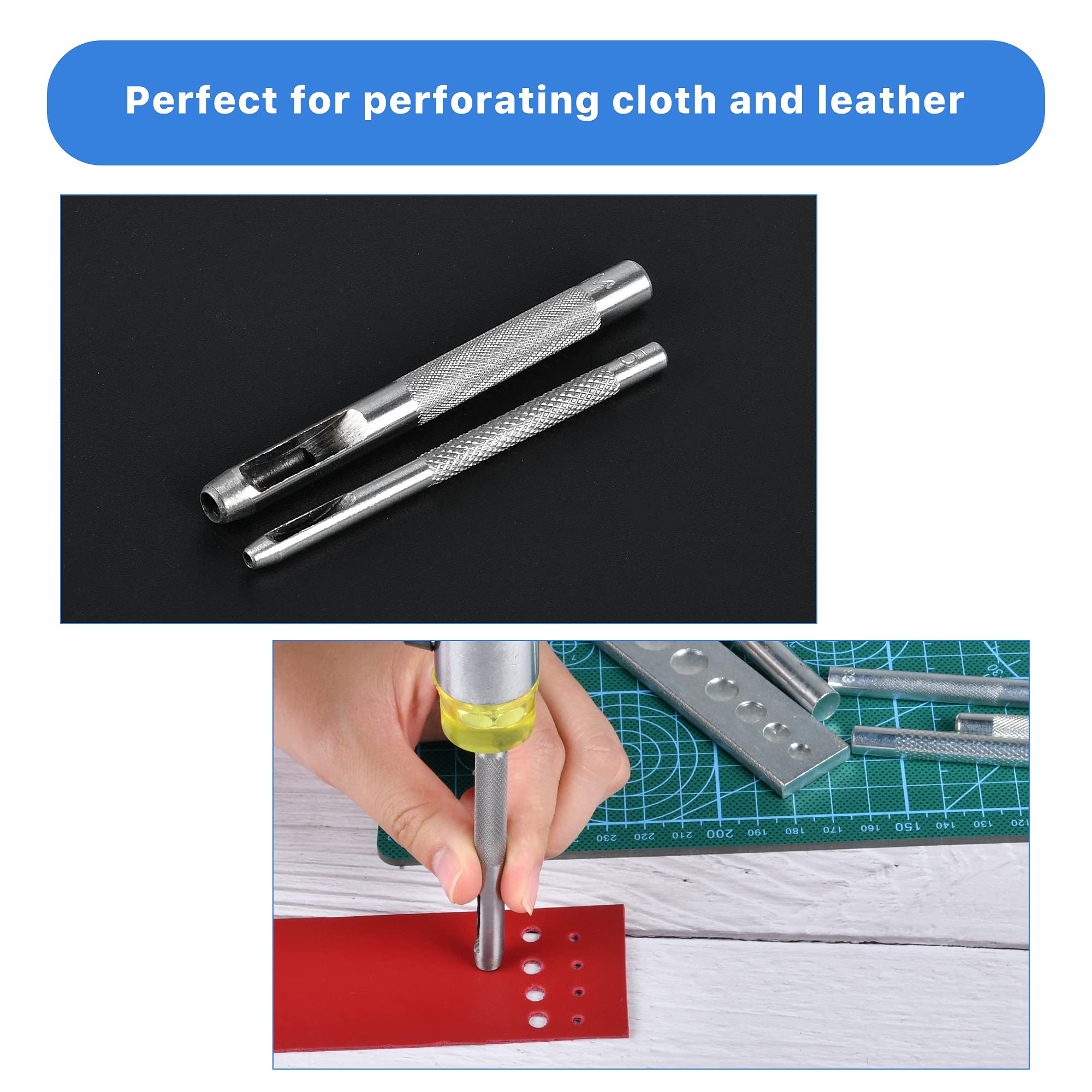 14Pcs Rivet Setter, Leather Die Punch Snap kit, Stainless Steel Rivet Setting Tool for Bag Making DIY Leather Crafts with Non Slip Base