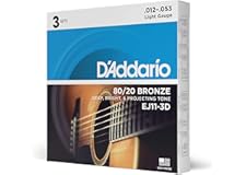 D'Addario Guitar Strings - Acoustic Guitar Strings - 80/20 Bronze - For 6 String Guitar - Deep, Bright, Projecting Tone - EJ1