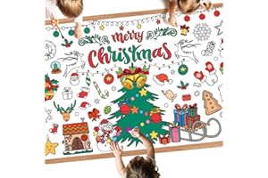 Litmitfu Giant Christmas Coloring Poster - Large Merry Christmas Coloring Tablecloth for Kids, Jumbo Xmas Paper Coloring Table Cloth Banner Activities Games Party Favors Crafts,30 x 72 Inch