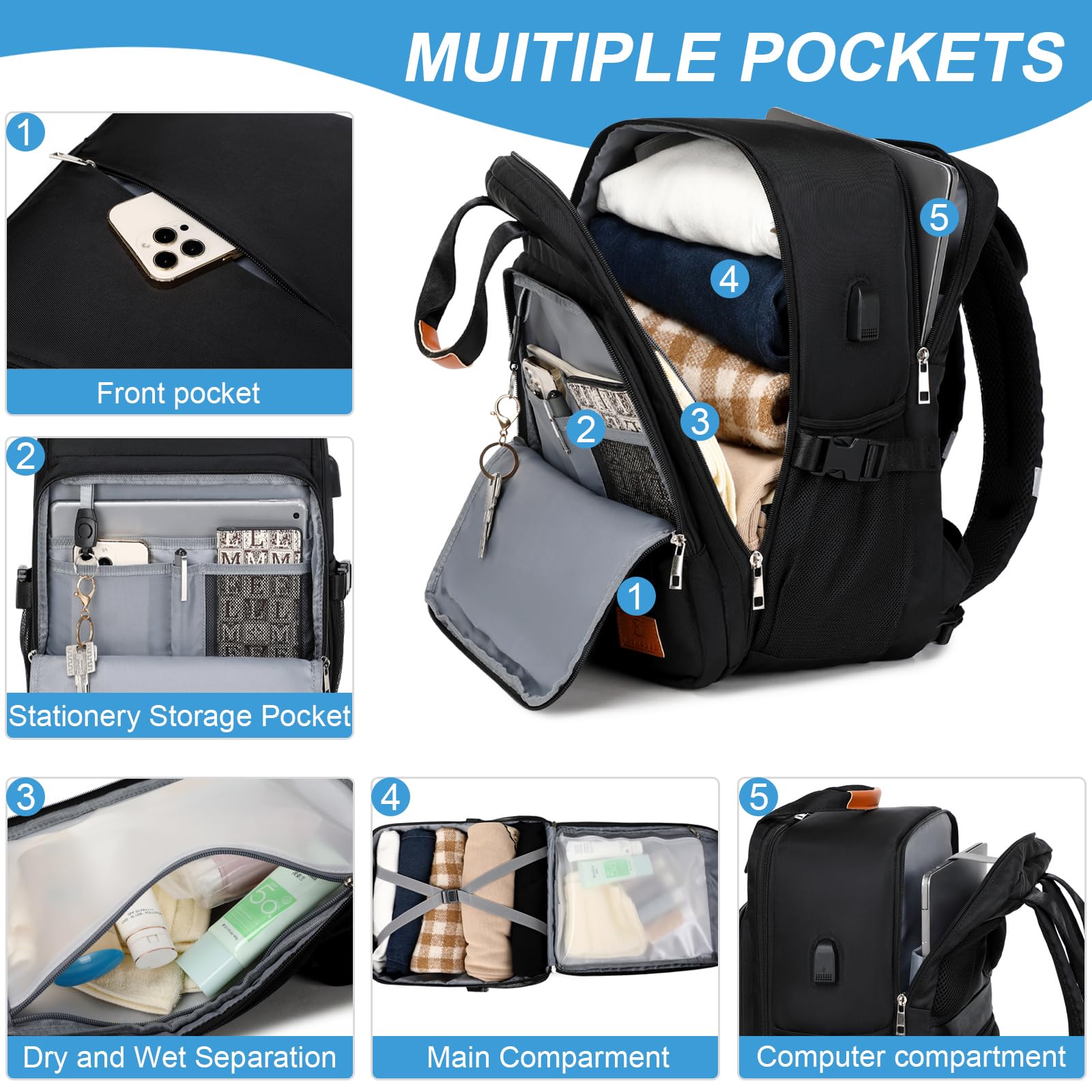 Travel Backpack for Women USB Charging 