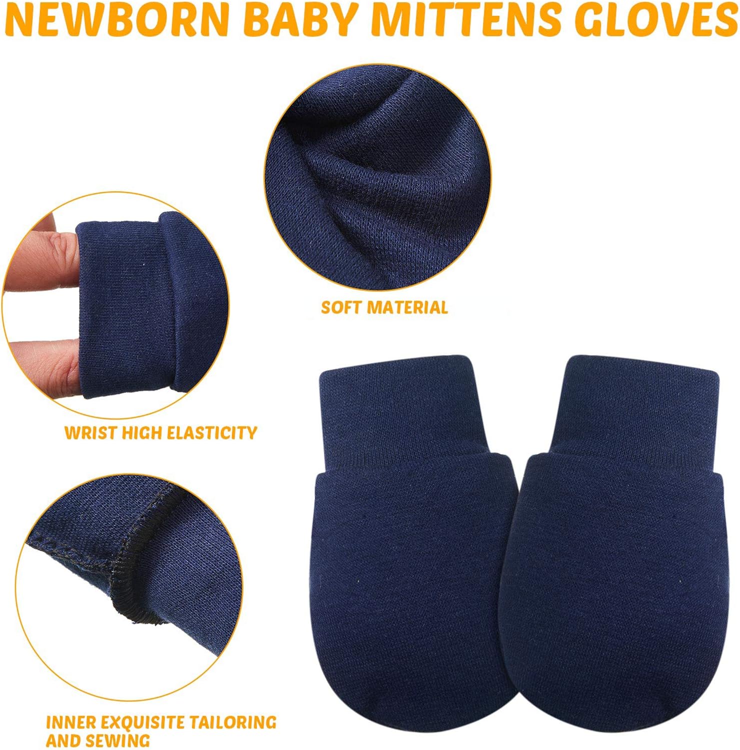 6 Pairs Newborn Baby Mittens Infant Toddler Gloves No Scratch Mittens for 0-6 Months Baby Boys Girls: Clothing