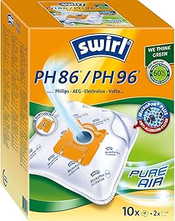 Swirl PH 86/ PH 96 MicroPor Plus Staubsaugerbeutel für Philips, AEG, Electrolux und Volta Staubsauger, Anti-Allergen-Filter , Dauerhaft hohe Saugleistung , 10 Stück inkl. 2 Filter