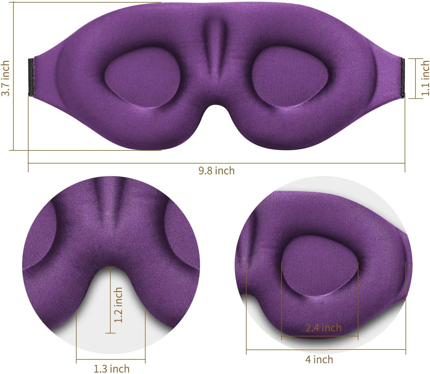3D Sleep Mask, New Arrival Sleeping Eye Mask for Women Men, Contoured Cup Night Blindfold, Luxury Light Blocking Eye Cover, Molded Eye Shade with Adjustable Strap for Travel, Nap, Meditation, Purple: Health & Personal Care