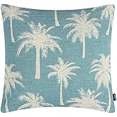 TRENDIN Palm Tree Couch Pillow Cover 18X18 Summer Tropical Decor Square Linen Cushion Case Sofa Home Decorations Blue PL1042TR