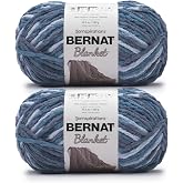 Bernat Blanket Yarn Super Bulky Soft Chenille Yarn Cozy Blue Varg 2-Pack | Super Bulky Yarn Size 6, 100% Polyester Blanket Yarn for Crochet, Knitting, 220 Yards, 300g/10.5oz