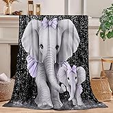 Elephant Blanket Elephant Fleece Throw Blanket Super Soft Fuzzy Plush Cozy Warm Elephants Decor Stuffed Bedding Blankets Gift for Boys Girls Men Women Kids & Adult 50"x40"