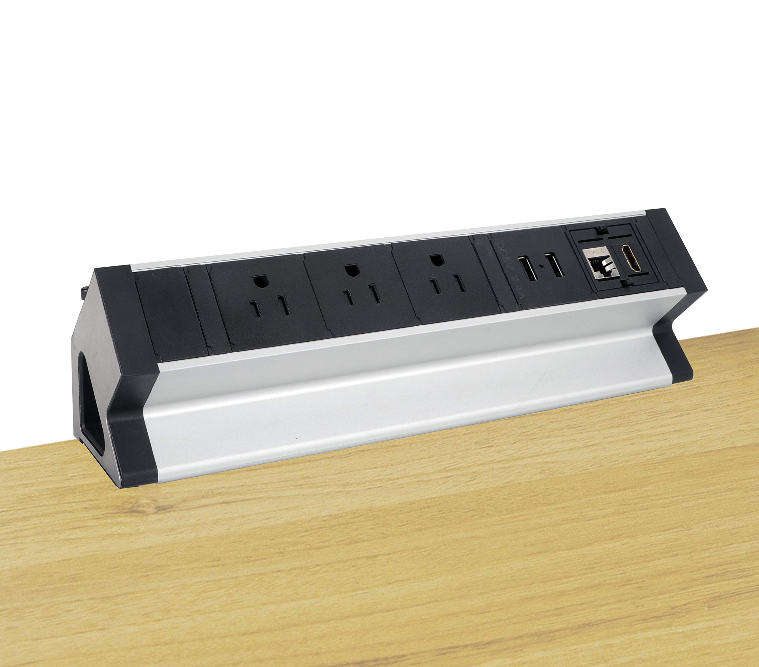 Desk Clamp Mount Power Strip Removable Desktop Power Socket with 3 AC