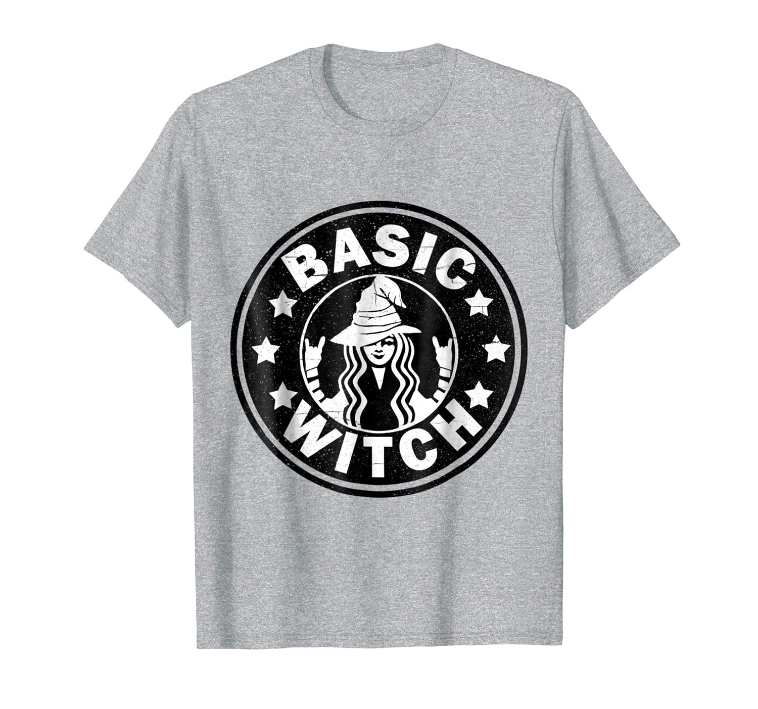 Funny Basic Witch Halloween Distressed T-Shirt-ANZ