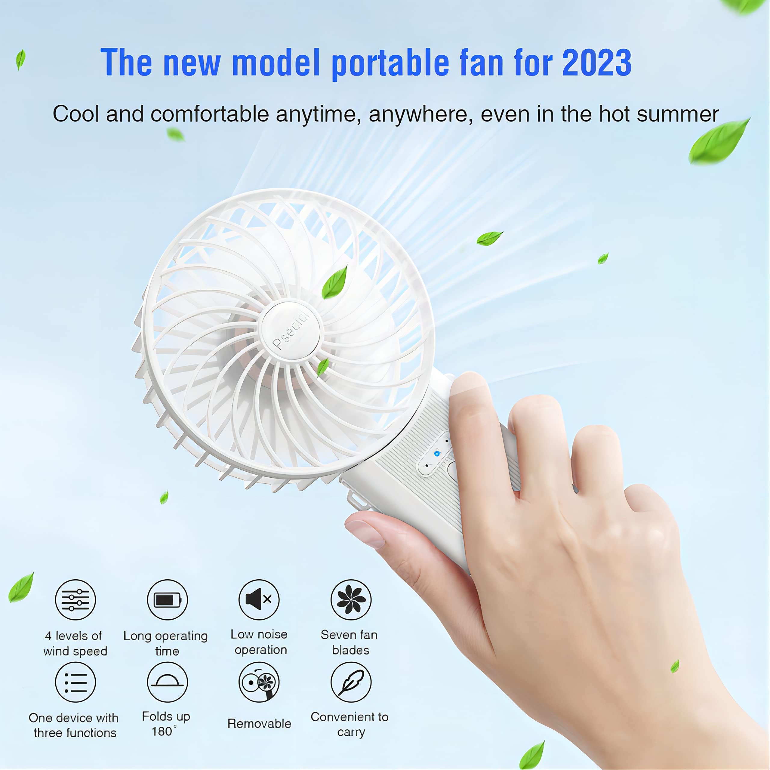 Handheld Fan, Mini Portable Personal Fan with lanyard, 4 Speeds Level 180° Foldable Design for Desk/Travel/Office/Outdoor