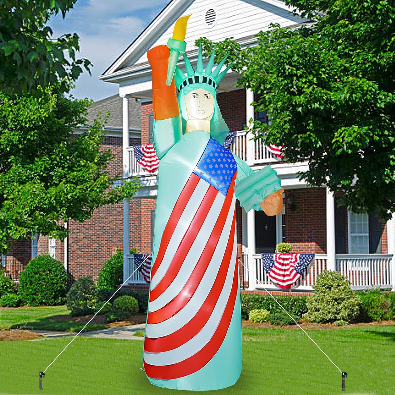 FUNPENY 9 FT Inflatable 4th of July Decorations for Outside, Outdoors, Statue of Liberty with LED Lights, Blow Up Freedom Patriotic Independence Memorial Day Holiday Yard Indoor Decor: Sports & Outdoors