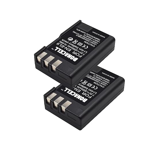 Bonacell 2X Akku für Nikon EN-EL9 EN-EL9a EN-EL9e Kamera Ersatzakku 2000mAh Kompatibel mit Nikon D3000, D40, D40x, D5000, D60