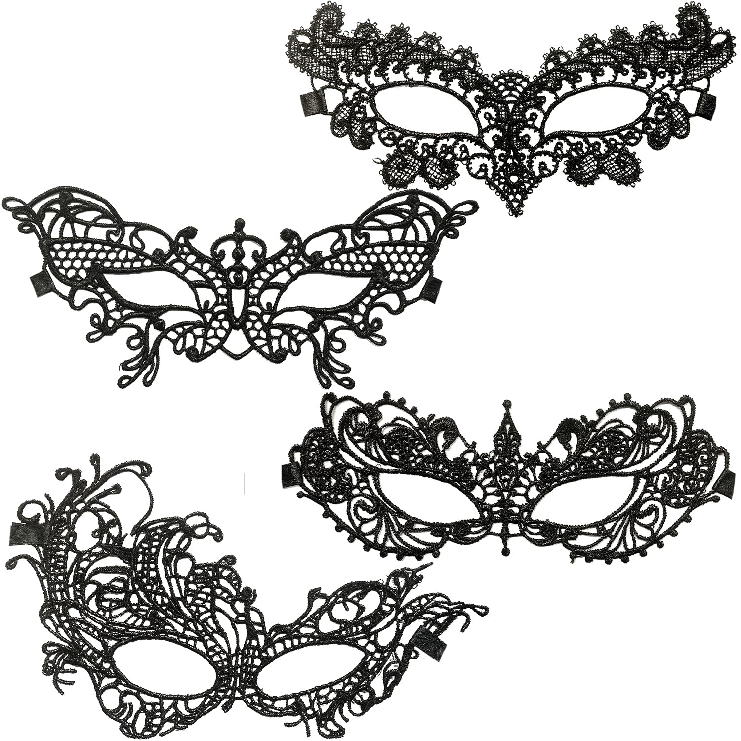 TIHNY Venetian Lace Masquerade Mask for Women, Black Half Face Eye Mask for Costume Party, Prom, Halloween, Mardi Gras, Masquerade Ball Accessory