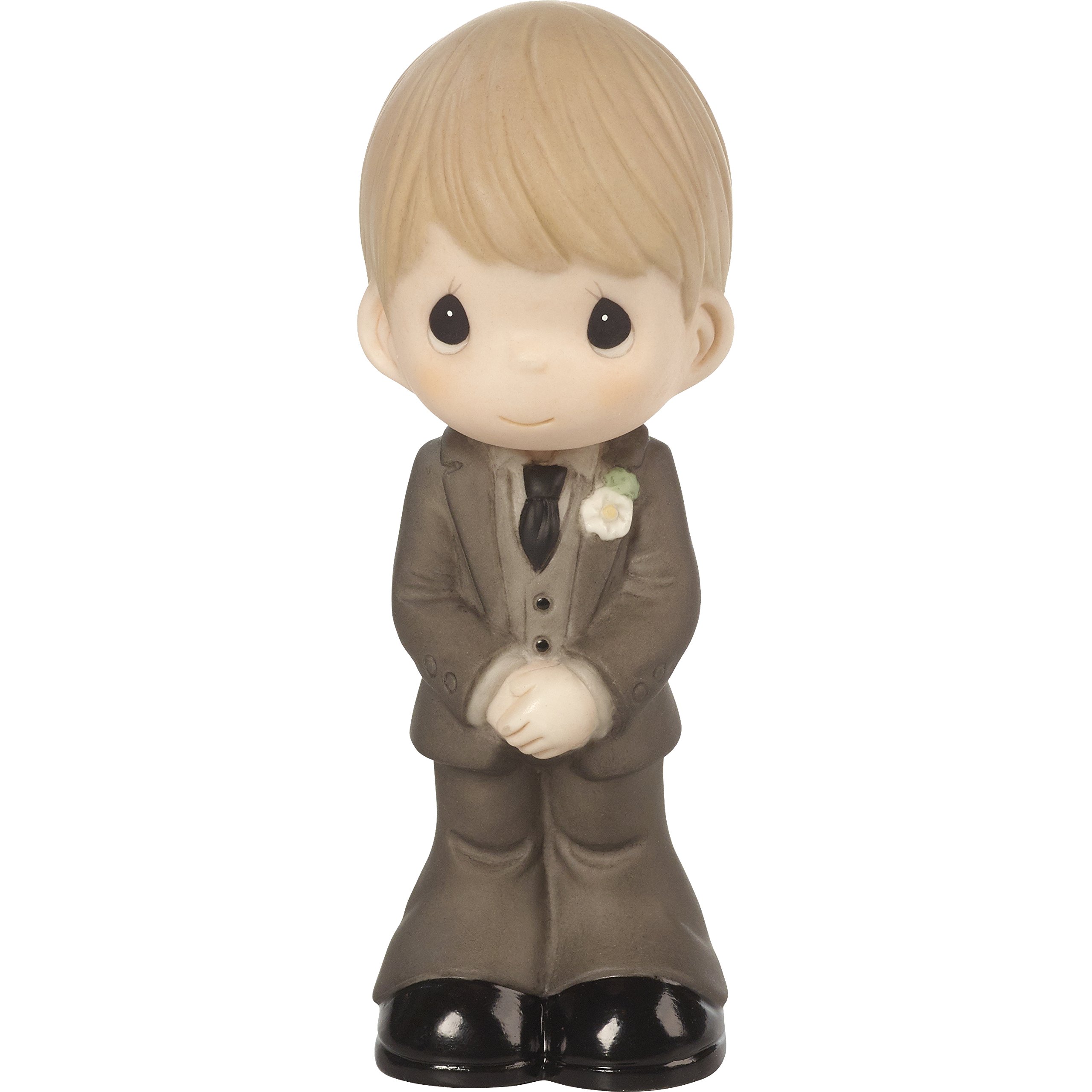 Precious Moments Perfect Couple Groom, Blonde Hair With Light Skin Tone Bisque Porcelain Wedding Figurine & Cake Topper, 172062