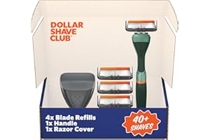 Dollar Shave Club | Travel Shave Set | 4 Extra Close Refill Cartridges, 1 Handle (Green), 1 Razor Cover