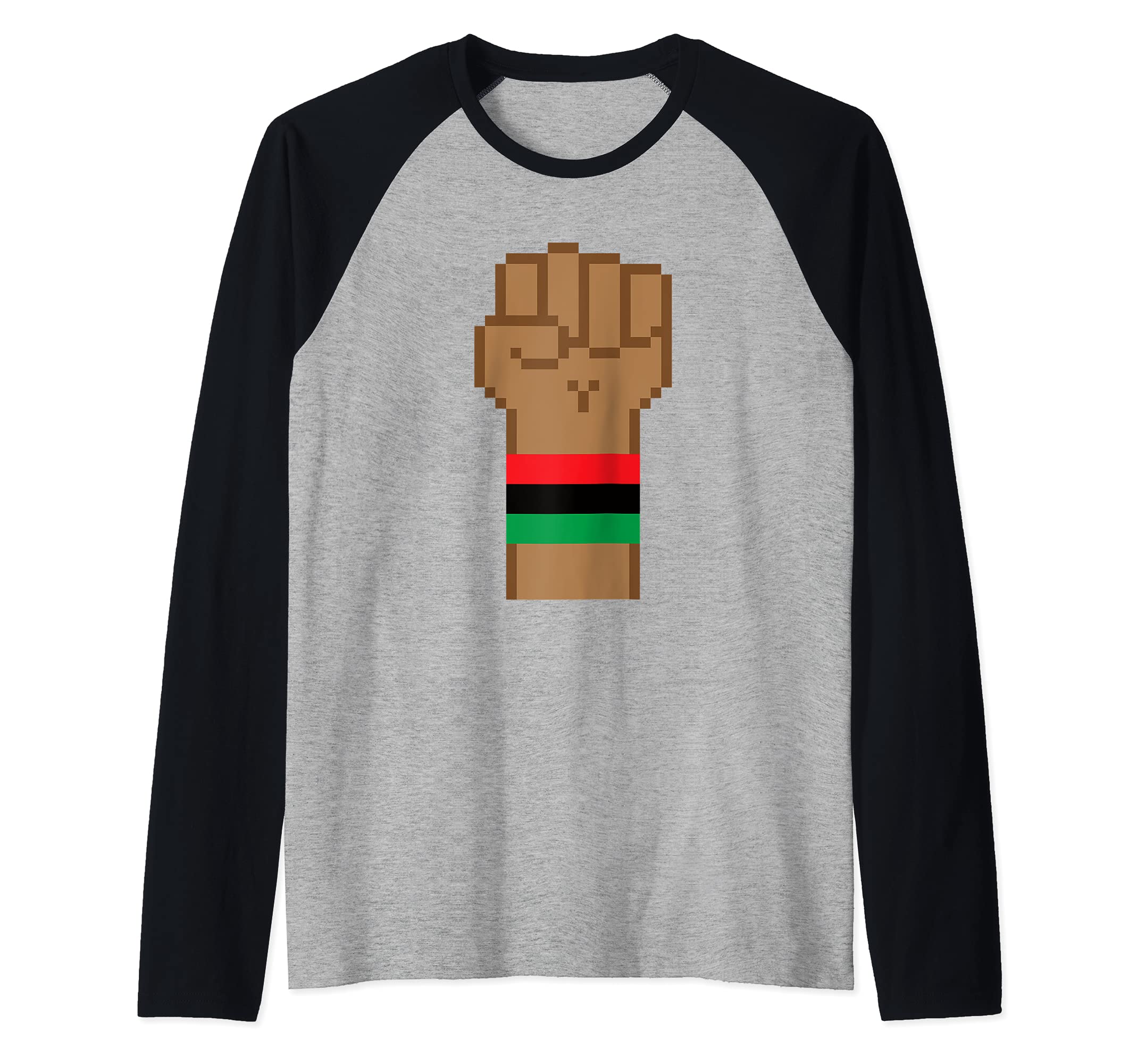 8-Bit Black Fist Raglan Baseball Tee