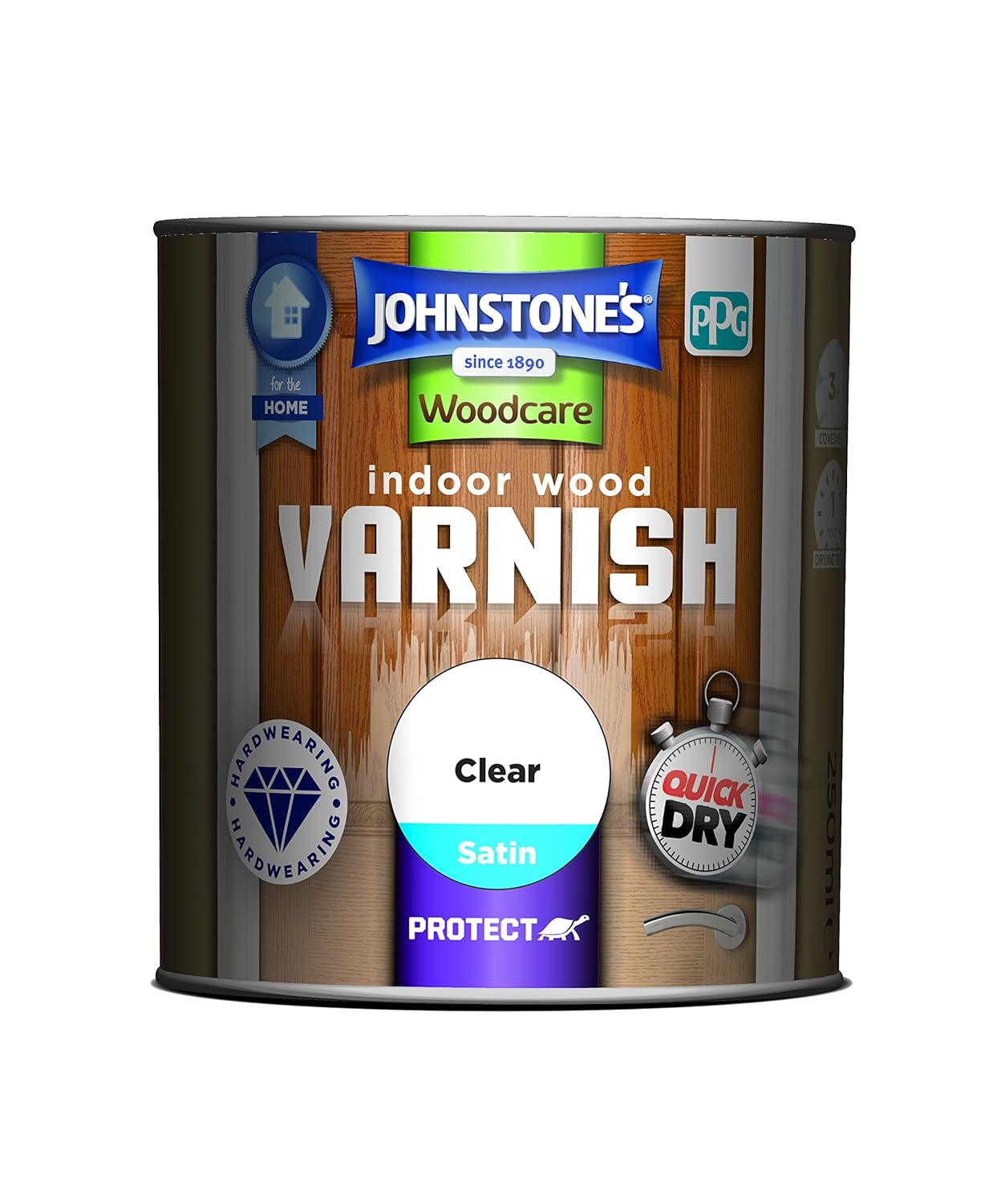 Johnstone's 309300 Woodcare Indoor Wood Varnish, Clear Satin, 250 ml