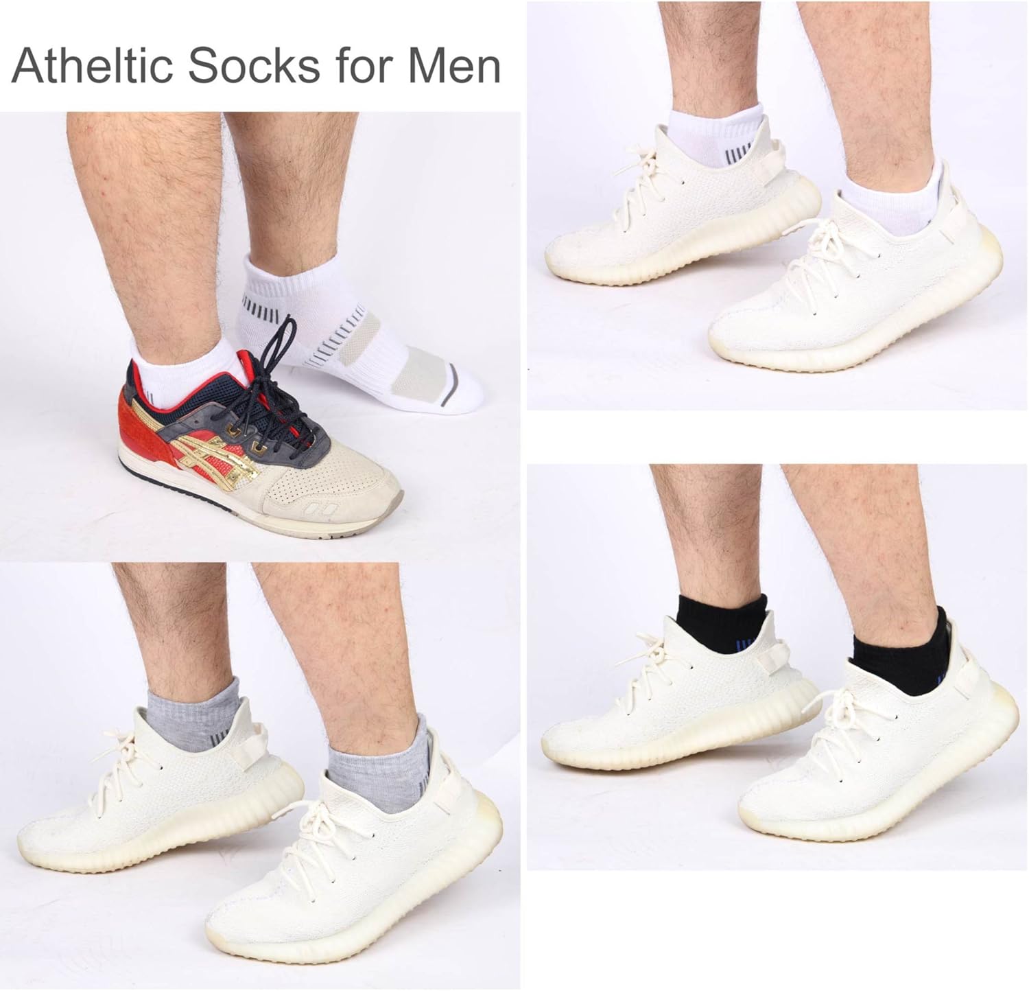 Cooplus Mens Ankle Socks Athletic Cushioned Breathable Low Cut Tab With Arch Support-6Pairs at  Men’s Clothing store
