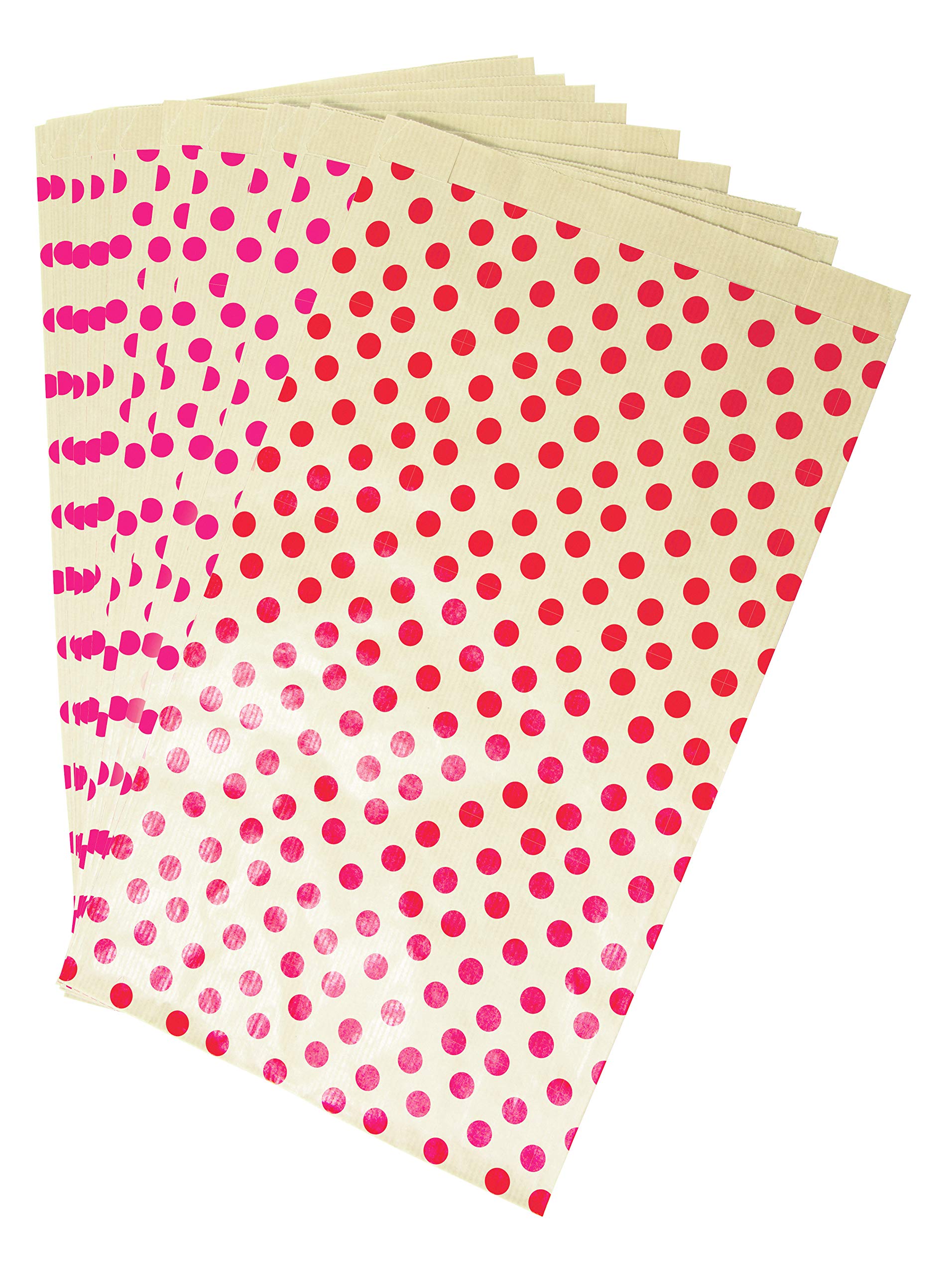 Clairefontaine 394108C - A Bag Of 50 Kraft Pockets - 21x37+7cm - Pattern: Red Polka Dots Ideal for: Candy, Cupcakes, Books, Jewellery, Gift Wrapping, Gift Bags