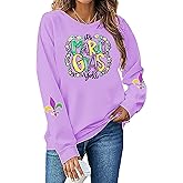 BINLANHANAT Women Mardi Gras Sweatshirt It's Mardi Gras Y'all Carnival Pullover Top Fat Tuesday Casual Long Sleeve Shirt