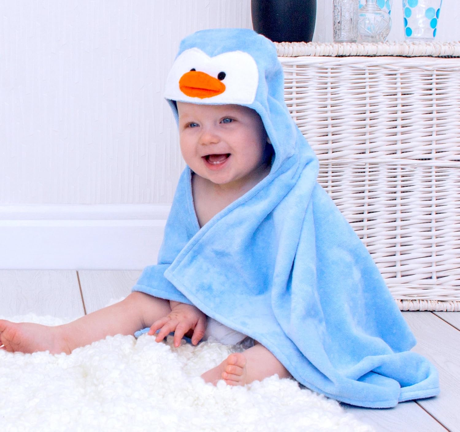 penguin baby hooded towel