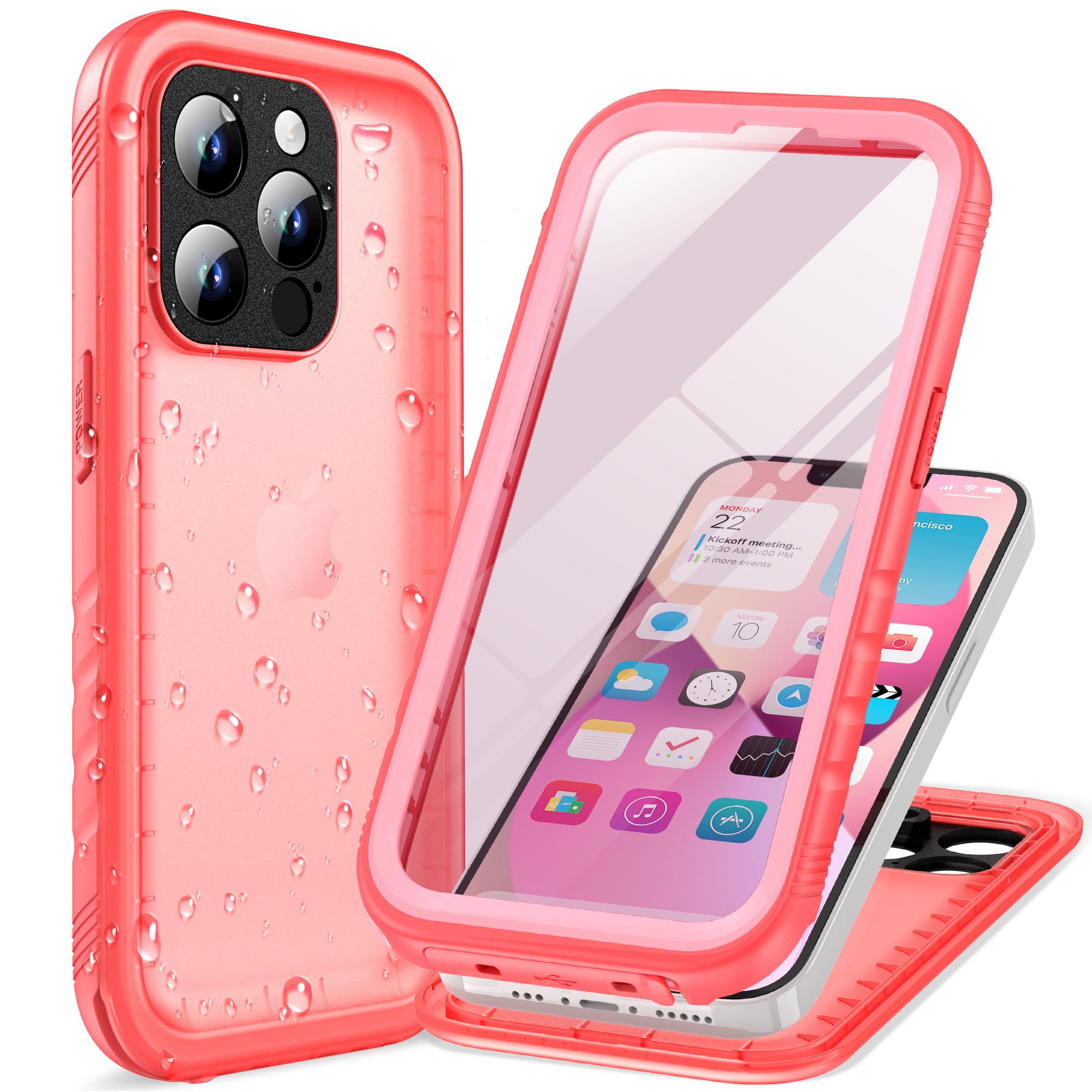 Cozycase for iPhone 14 Pro Waterproof Case Pink - Shockproof Dustproof/Heavy Duty/Front and Back Cover【360 Full Body Protective】 Underwater for Swimming with Built-in Screen/Camera Protector — image 1