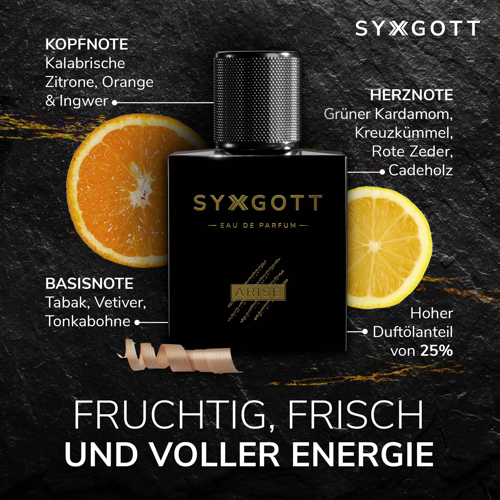 SYXGOTT ARISE Männerparfum mit Pheromon Öl | Eau de Parfum für Herren | Parfumprobe gratis | frisch und fruchtig | perfekter Frühling & Sommerduft 2