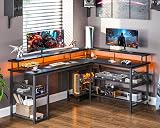 ODK L Shaped Gaming Desk with LED Lights & Power Outlets 168x120cm view 2